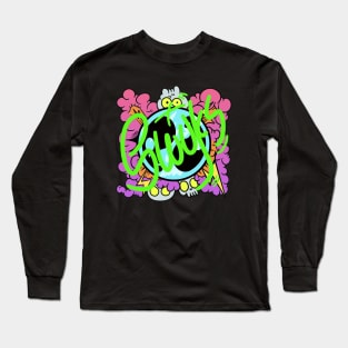 Dope Slluks logo pink cloud illustration Long Sleeve T-Shirt